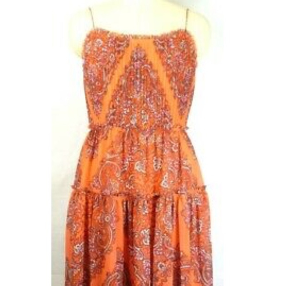 BR Midi Red/Orange tiered dress